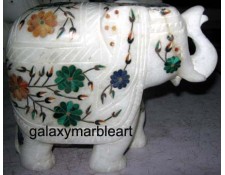 Marble inlay elephant ht 5" e-503